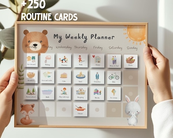 Weekly Planner Visual Chart For Kids Routine Cards Visual Calendar Autism Routine Now and Next  Schedule Toddler Responsibility Schedule