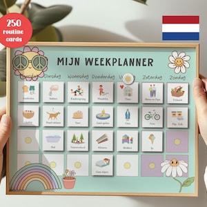 Planificador visual de rutinas holandés Onderwijs Tarjetas holandesas Calendario Rutina de Autismo Ahora y Próximamente Ritmo diario Horario de responsabilidades para niños pequeños