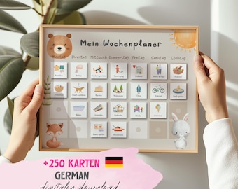 Wochentagsplan für Kinder Tagesplan Kinder Wochenplaner Aufgabenorganisation für Kinder Montessori für den Kleuterschool Lernplaner