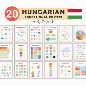 Hungarian Preschool Posters Hungary School Hungarian Posters for Kids Hungarian Alphabet Homeschool Materials for Hungarian Teacher