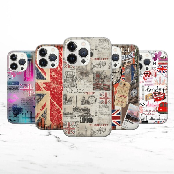 London Phone Case England Hülle für iPhone 15 14 13 12 Pro 11 XR 8 7, Samsung S23 S22 A73 A53 A13 A14 S21 Fe S20, Pixel 8 7 6A