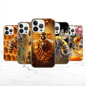 Bees Phone Case Honey Cover for iPhone 15 14 13 12 Pro 11 XR 8 7, Samsung S23 S22 A73 A53 A13 A14 S21 Fe S20, Pixel 8 7 6A