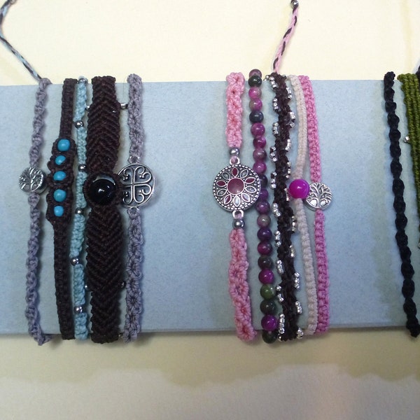 bracelets multi rangs - micro macramé