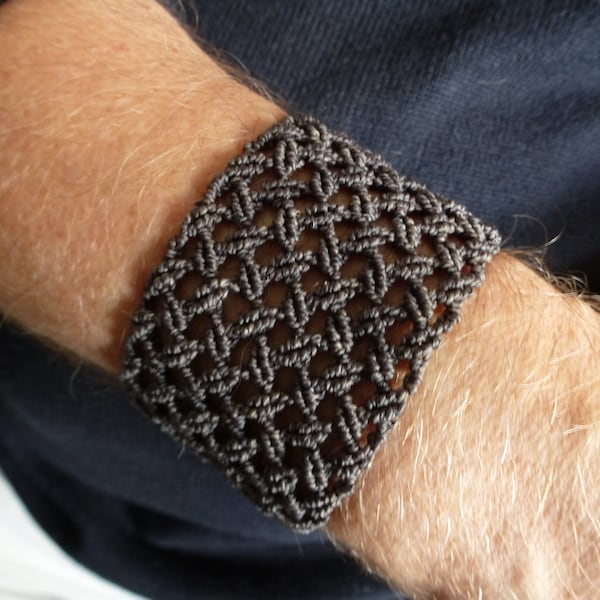 Bracelet manchette pour homme - micro macramé