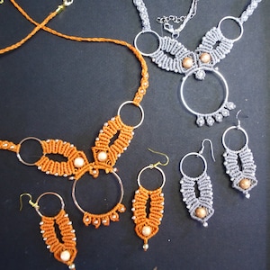 micro macramé set - earrings, necklace