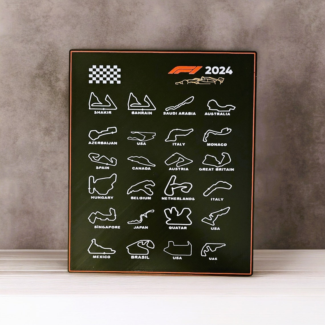 Formula 1 Calendar 2024 F1 Calendar 2024 F1 Gift Formula 1 Circuits 3D Printed F1 Race Calendar