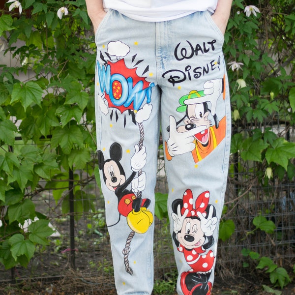 Hand-Painted Printed Jeans