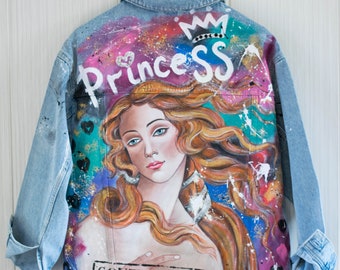 Hand Painted Jacket,Personalized Gift, Personalized Items, Handmade,Custom, Custom Clothing, Women Jacket, Hand Painted Custom Clothes,Denim