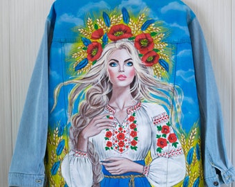 Hand Painted Jacket, Personalized Gift, Personalized Items, Handmade, Custom, Custom Clothing, Women Jacket,Denim