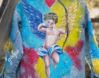 Hand Painted Jacket, Denim Jacket, To order Jacket, Gift For Her,Personalized Gift, Personalized Items, Custom Clothing, Women Jacket, Denim