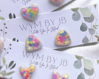 Rainbow Confetti Studs • Hypoallergenic • Lightweight • Polymer Clay • Dainty •