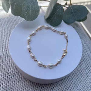 The Savannah-14k Gold Filled Natural Freshwater Potato/Rice Pearl Bracelet or Anklet • Hypoallergenic • Dainty • Minimalist •