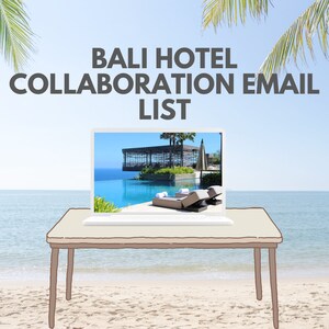 E-postlista för samarbeten inom hotell på BALI | Kontaktlista för resor | TikTok och Instagram | SEO för partnerskap | Mall för innehållsskapare för influencers
