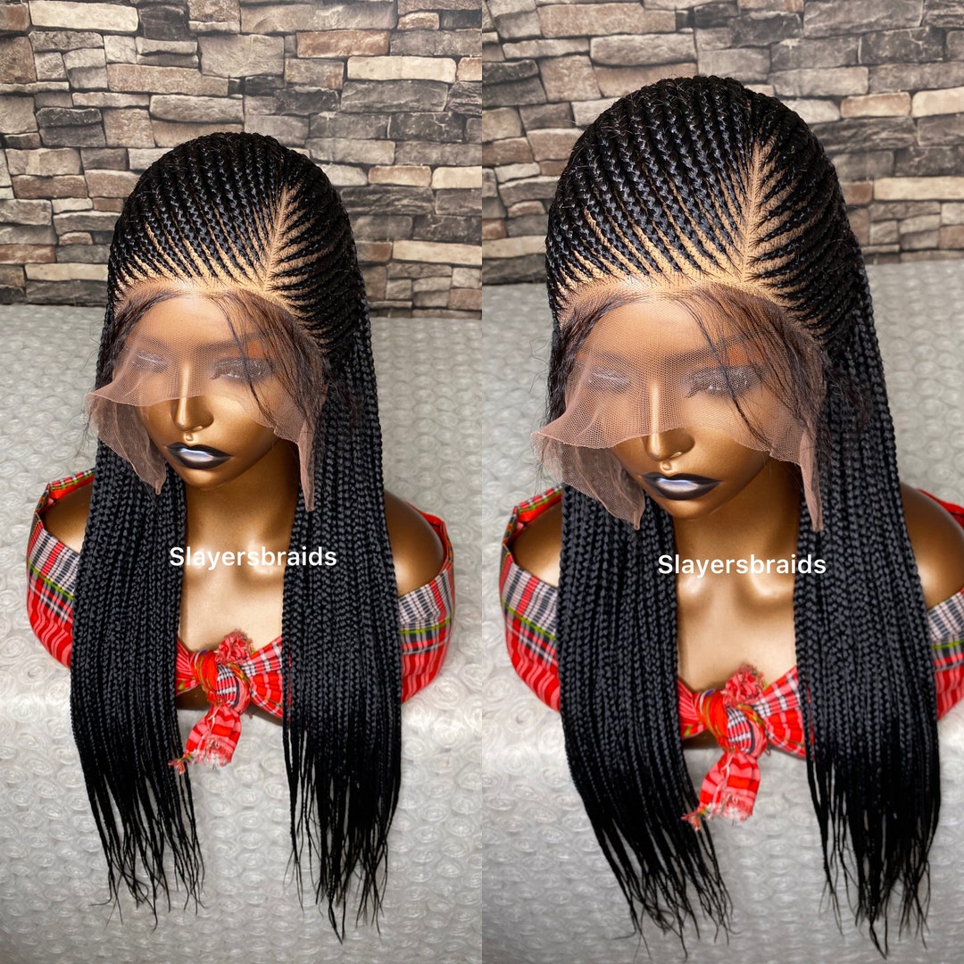 Readytoship Fulani Tribal Lemonade Braided Wig for Black Women Full