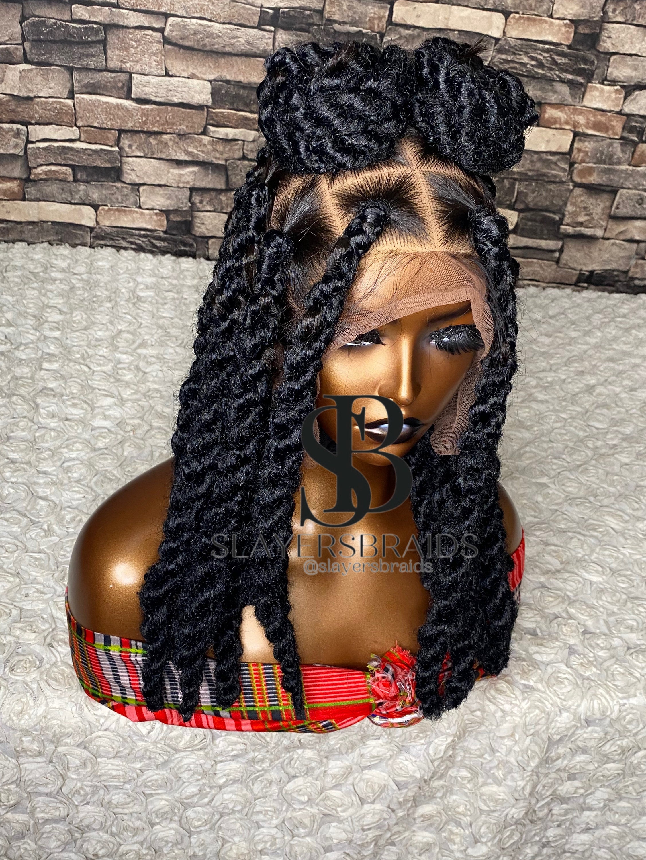 Full Lace Kinky Twist Chunk Braids Wig for Black Women Goddess Etsy