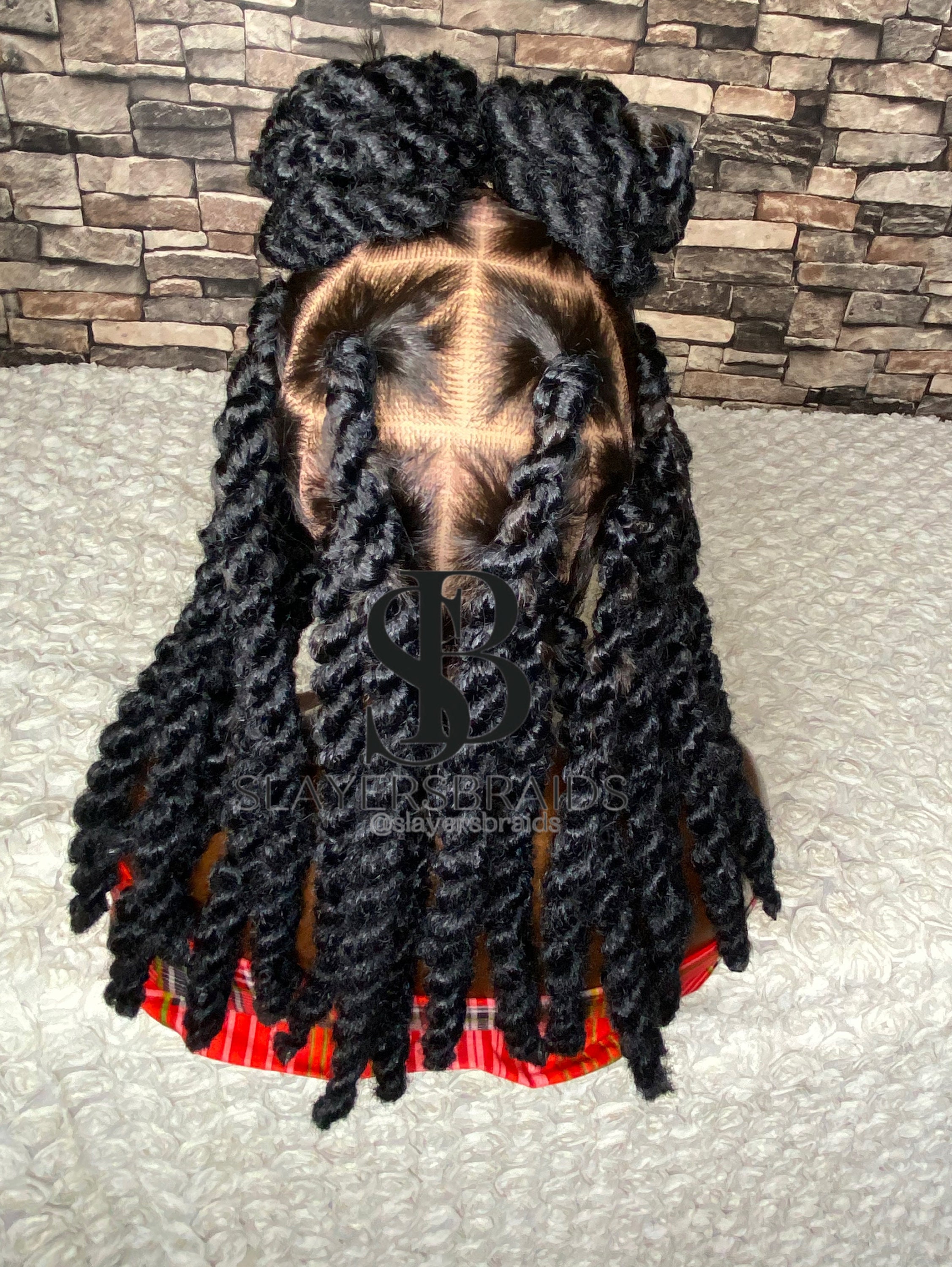 Full Lace Kinky Twist Chunk Braids Wig for Black Women Goddess Etsy