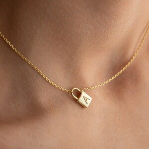 Initial Padlock Necklace, The Lock Initial Pendant Necklace, Gifts for Her, Letter Necklace, Lock Necklace,  Gifts for Her, Handmade Jewelry
