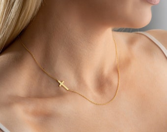 Sterling Silver Personalized Cross Necklace: Baptism Gift, Christian Jewelry