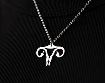 Feminist Necklace, Middle Finger Uterus Pendant, Sterling Silver Pro Choice Jewelry, Women's Rights Gift for Her, Reproductive Freedom