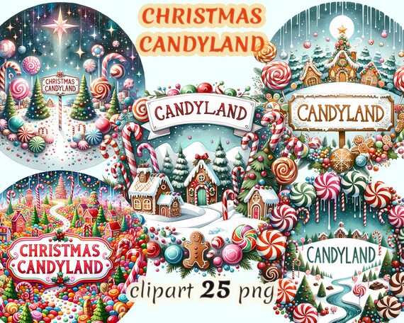 watercolor-christmas-candyland-clipart-santa-sweetland-christmas-sweets-holiday-sugarland-candyland-sign-etsy