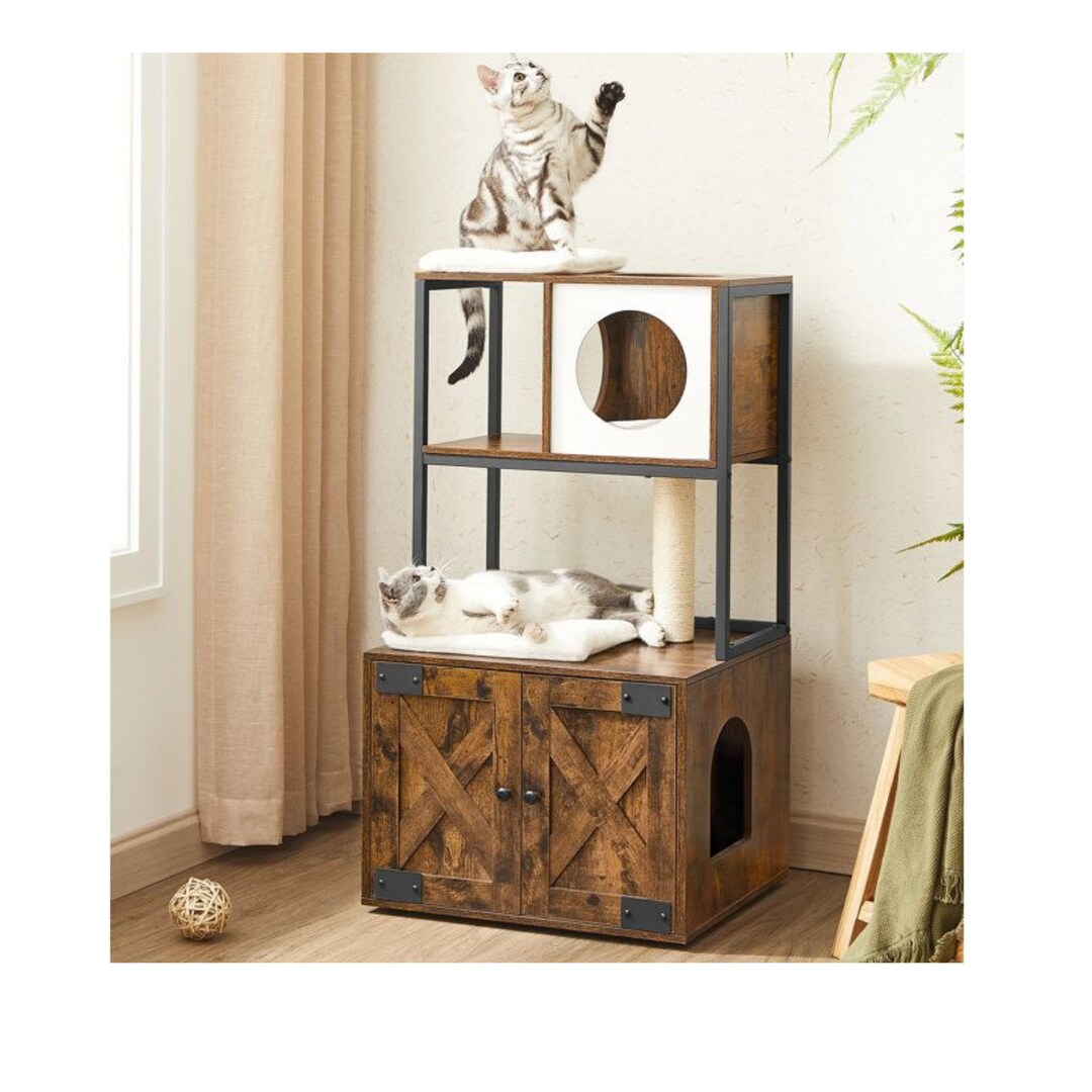 Modern Wooden Cat Tower Wood Cat Condos Cat Climbing Tree Etsy