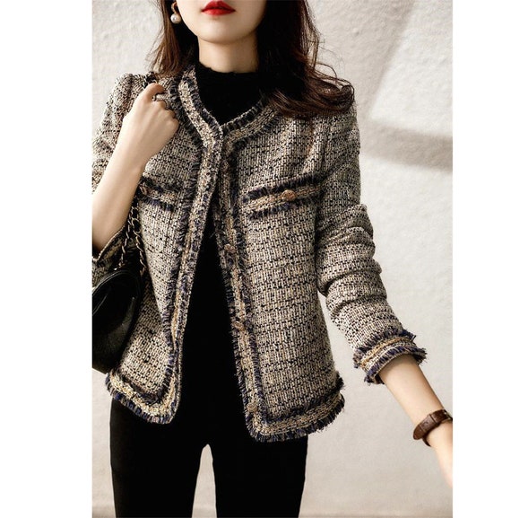 chanel tweed jacket women cropped