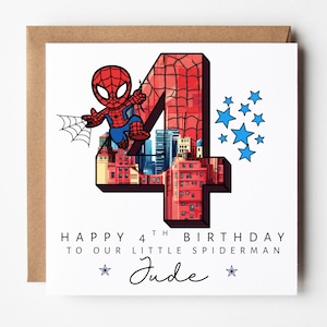 Personalized Spider Hero 4th Birthday Card – Superhero Theme Bild 4