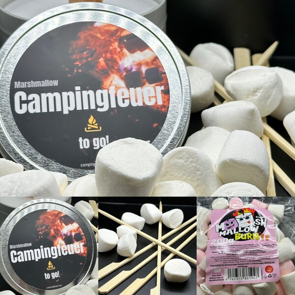 Campingfeuer l Marshmallow-Party to go! I Komplettset l perfektes Geschenk l Camping Wohnmobil Wohnwagen Terrasse Balkon