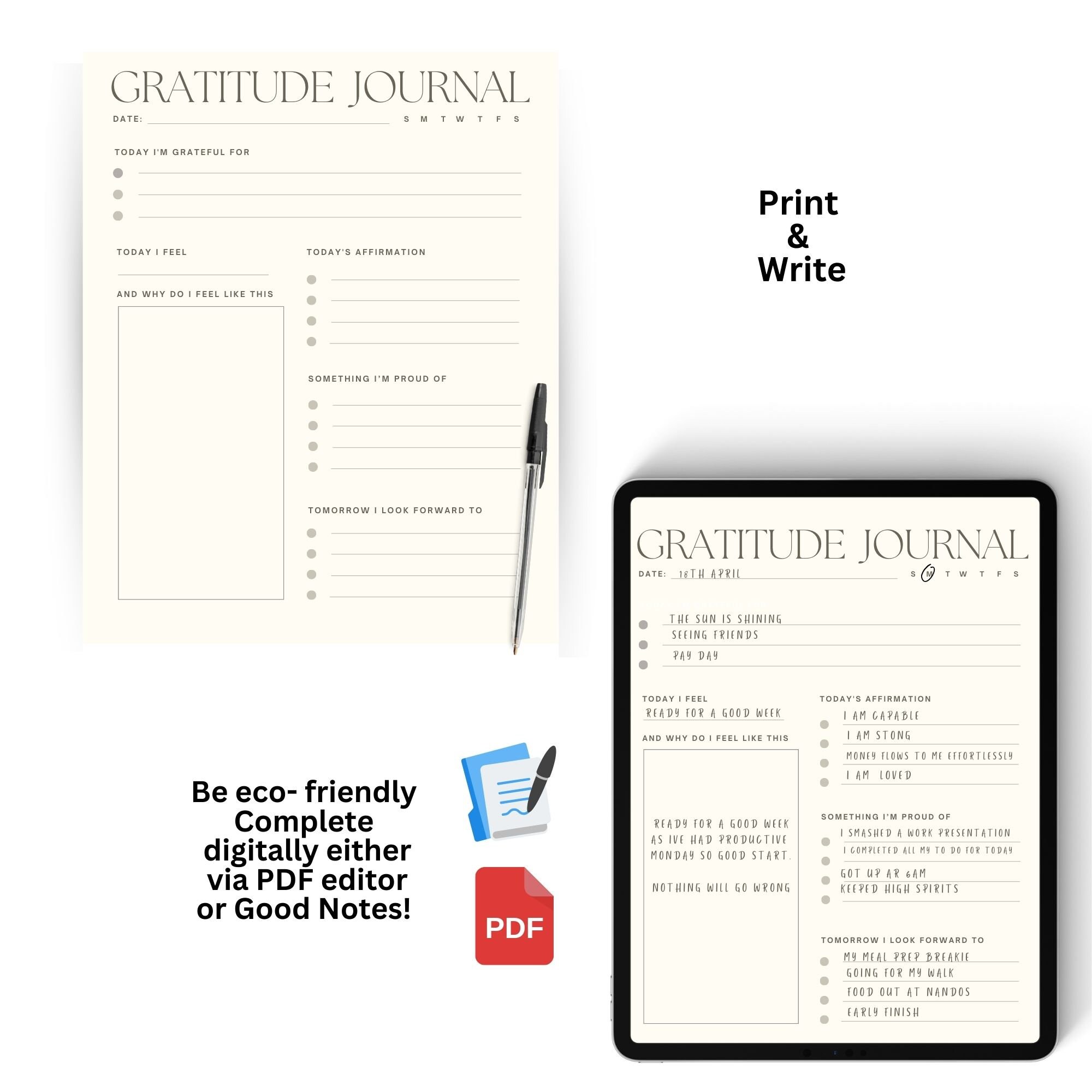 Digital Gratitude Journal Daily Gratitude Journal for Ipad Etsy