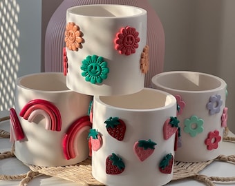 Colourful Funky Candle Containers | Rainbow Candle | Flower Candle | Housewarming | Home Decor  | Jesmonite Candles