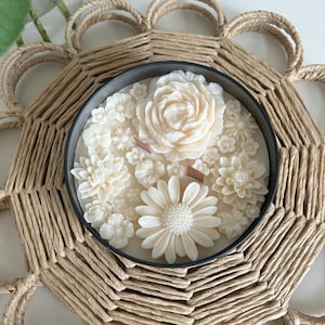 Bougie florale - Bougie botanique - 2 mèches Blossom - Cadeau de Noël - Pendaison de crémaillère - Bougie en récipient | Fête des Mères | Décoration d'intérieur