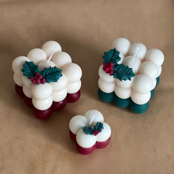Vela de burbujas de Navidad / Decoración de Navidad / Regalos de Navidad /  Vela de Navidad / Decoración navideña / Vela de cubo de burbujas / Hecho a  mano - Etsy España