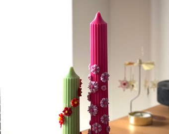 Spring Column Pillar Candle Set | Soy Wax Candles | Home Decor | Housewarming Gift | Colourful Pillar Candle | Holiday Gifts | Wedding Decor