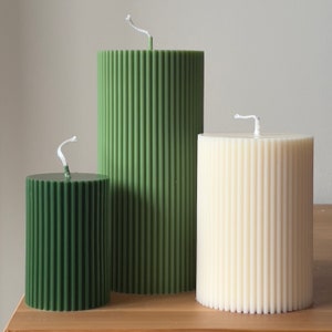 Ribbed Pillar Candle, Thick Column Candle Set, Decorative Pillar Candles, Elegant Wedding Decor, Spring Home Decor