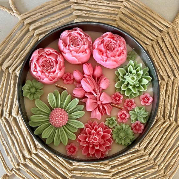 Flower Candle  - Botanical Candle - 2 Wicks Blossom - Christmas gift - Housewarming - Container Candle | Mothers Day | Home Decor