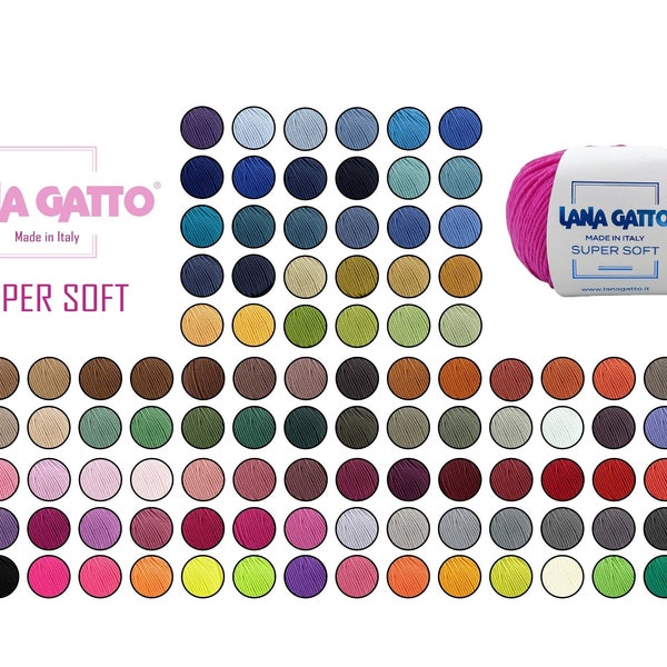 LANA GATTO Super Soft en 100% laine mérinos extra fine - laine italienne de haute qualité en 56 couleurs