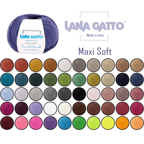 Merinowolle Lana Gatto Maxi Soft 100% Extrafeines Merino Garn 50 g auf 90 m