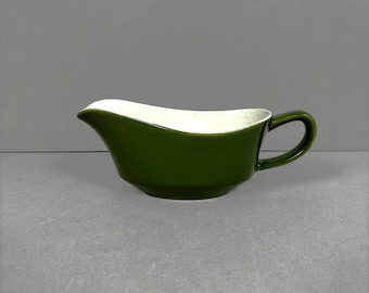 Green Ceramic Gravy Boat – Vintage England Mid-Century Sauce Boat