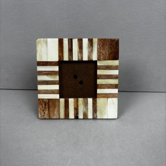 Vintage Horn & Bone Inlay Photo Frame – Boho Ethnic Desk Decor