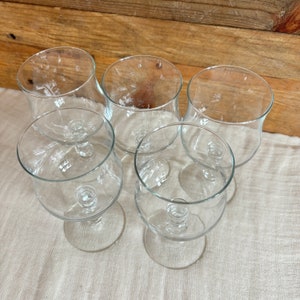 Set of Five Vintage Clear Glass Stemware