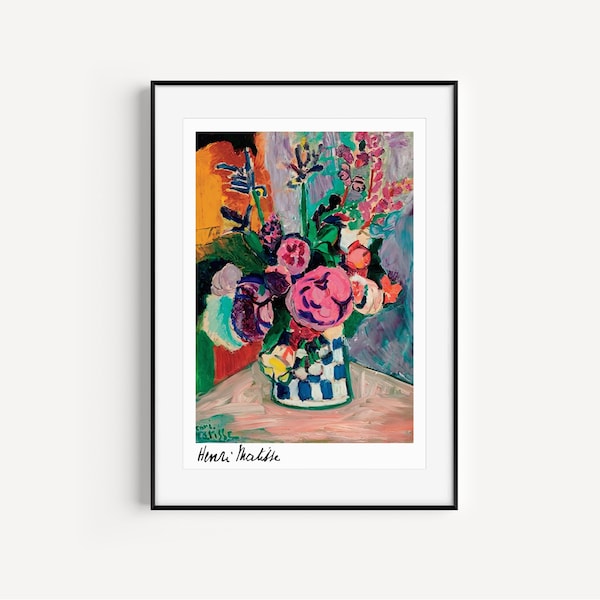 Matisse famous art print digital download, printable instant download digital wall print, museum wall art print, vase flower print