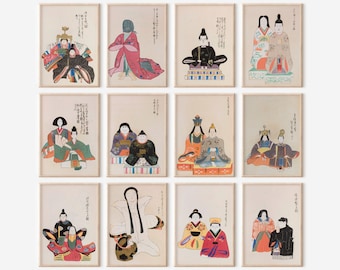 Japanische Kostüme Art Prints: Vintage Galerie-Wandset (Digitaler Download)