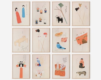 Japanische Spielzeuge Art Prints Set: Vintage Shimizu Seifu Zeichnungen (Digitaler Download)