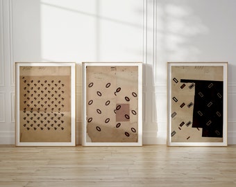 Juego de 3 impresiones de arte textil francés vintage (descarga digital)