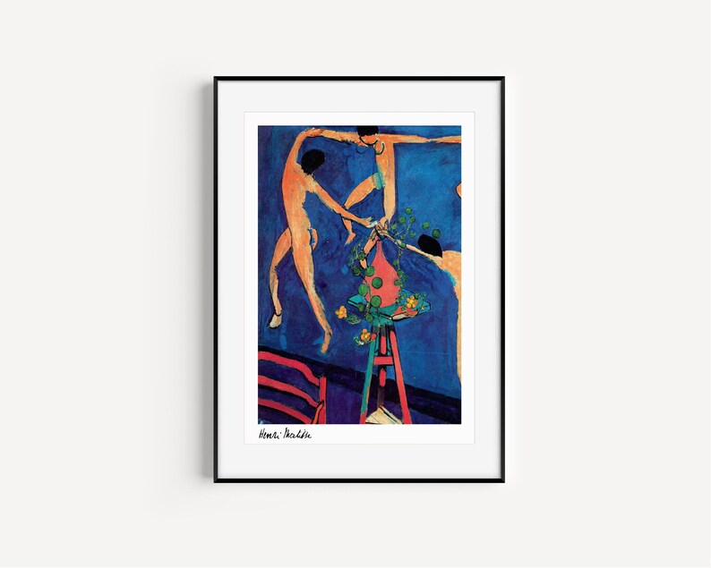Matisse Tiere Poster Schwarz Weiß - Leinwanddruck Hund Korallenblätter 40x60cm