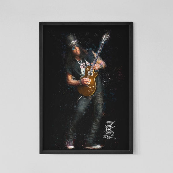 Slash Fine Art Print – Guns N Roses Rock/Affiche de guitariste/Art mural, Cadeau, Décoration de chambre/bureau à domicile, signé