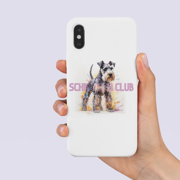 Miniature Schnauzer Phone Case – iPhone/Samsung/Google Pixel Case/Protector, Gift for Schnauzer lover and Schnauzer owner (white & pink)