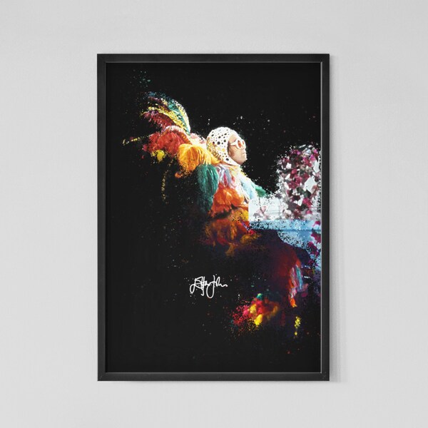 Elton John Fine Art Print – Rocketman Pop/Rock/Singer Poster/Wall Art, Gift, Bedroom/Home Office Décor, Signed