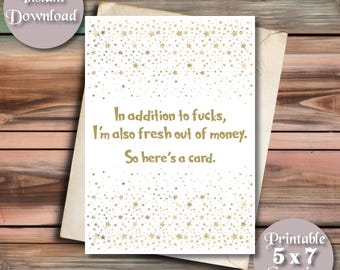 Funny Inappropriate Birthday Card: Sarcastic Humor | Digital Download, 5x7 PDF