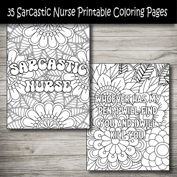 Funny Nurse Coloring Pages Etsy